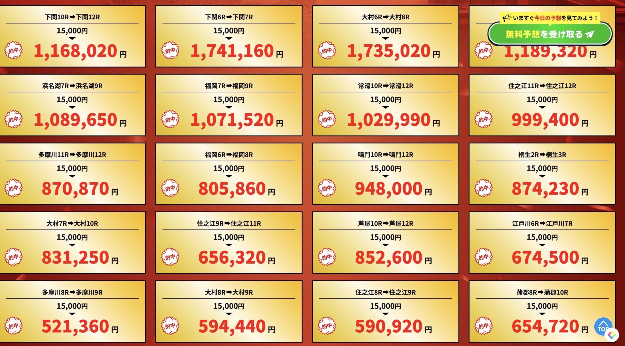 競艇ロジックの有料プランの実績画像（捏造エビデンス）